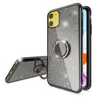 NALIA 360° Ring Handy Hülle für iPhone 11, Glitzer Silikon Schutz Case TPU Cover Schwarz
