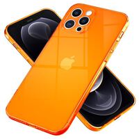 NALIA Klare Neon Handy Hülle für iPhone 12 Pro, Bunt Durchsichtig Case Cover TPU Orange