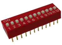DIP-Schalter, 12-polig, gerade, 25 mA/24 VDC, DX9A12C