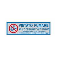 Cartello di Divieto - Vietato Fumare con Legge - 165x50 mm - 96701 (Argento Conf