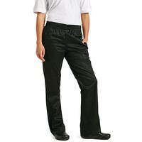 Chef Works Women's Basic Baggy Chefs Trousers in Black - Elastic Waistband - XS