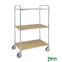 Kongamek Tall ESD shelf trolleys, 3 shelves, braked