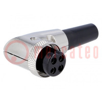 Plug; microphone; female; PIN: 4; with strain relief; for cable