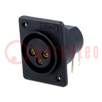 Socket; XLR; female; PIN: 3; angled 90°; for panel mounting,screw