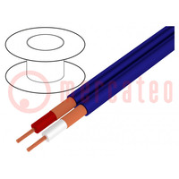 Cable: de micrófono; 2x0,25mm2; azul; OFC; -15÷70°C; PVC