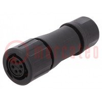 Connector: circular; plug; for cable; PIN: 6; female; w/o contacts