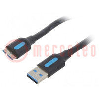 Kabel; USB 3.0; USB A wtyk,USB B micro wtyk; niklowany; 0,5m