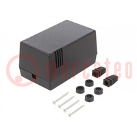 Enclosure: for power supplies; X: 69mm; Y: 114mm; Z: 63mm; black