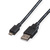 ROLINE USB 2.0 Kabel, USB A ST - Micro USB B ST, schwarz, 0,15 m