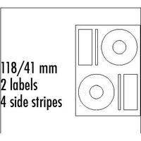 Logo etykiety na CD 118/41mm, A4, matowe, białe, 2 etykiety, 4 prążki, 140g/m2, pakowane po 10 szt., do drukarek atramentowych i l