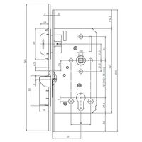 Skizze zu KFV Magnetfallenschloss 116 1/2, WC 78mm, Stulp rund,Edelstahl schwarz lackiert