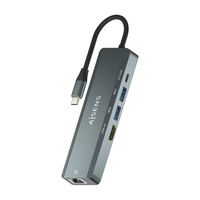 AISENS USB-C Dock 5 en 1, USB-C a 1xHDMI, 1xRJ45, 2xUSB, 1xPD, Gris, 15 cm