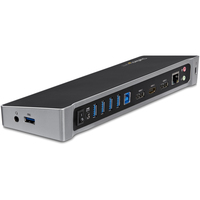 StarTech.com Station d'Accueil USB 3.0 à 3 Écrans avec 2x 4K DisplayPort et HDMI - Hub USB-A à 5 Ports (1x Fast-Charge), Audio 3,5 mm, GbE - Docking Station Universelle USB Type...