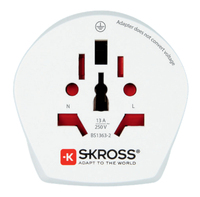 Skross 1.500210-E adaptador de enchufe eléctrico Tipo F Universal Blanco