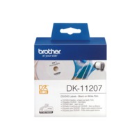BROTHER Etikett címke DK-11207, CD/DVD címke, Elővágott (stancolt), Filmrétegű címke, Fehér alapon fekete, 100 db
