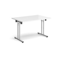 Rectangular folding leg table with chrome legs and straight foot rails 1200mm x