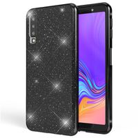 NALIA Custodia in Silicone compatibile con Samsung Galaxy A7 2018, Glitter Gel Copertura Protezione Sottile Cellulare, Slim Smartphone Cover Case Protettiva Scintillio Bumper  Nero