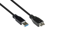 Anschlusskabel USB 3.0 Stecker A an Stecker Micro B, schwarz, 0,5m, Good Connections®