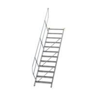Treppe 45° Stufenbreite 800 mm, 12 Stufen, Aluminium geriffelt