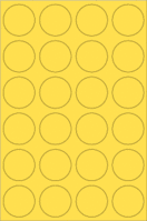 Etiketten - Gelb, 4 cm, Papier, Selbstklebend, Für innen, Rund, +55 °C °c