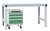 Schubfachschrank BASETEC mobil, Nutzhöhe 400 mm mit 4 Schubfächern, in Resedagrün RAL 6011 | ELK0200.6011
