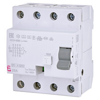 ETI 002062747 - Fehlerstromschutzschalter EFI-4 A G/KV 25/0.03 (Typ A | 400V | 25A | G/KV kurzzeitverzögert | 50/60 Hz)