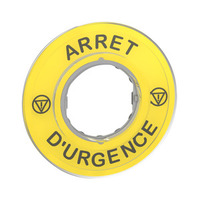 Schild Ø60 für Not-Halt-Taster, ARRET D'URGENCE/Logo ISO13850