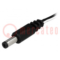Cable; 2x0.5mm2; wires,DC 4,8/1,7 plug; straight; black; 1.5m