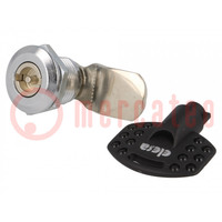 Lock; zinc alloy; 16mm; nickel; Actuator material: steel