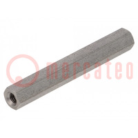 Screwed spacer sleeve; 40mm; Int.thread: M3; hexagonal