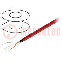 Wire: microphone cable; 1x2x0.22mm2; red; OFC; -15÷70°C; PVC