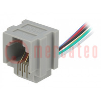 Socket; RJ12; 150mm; PIN: 6; with panel stop blockade,with leads