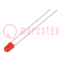 LED; 3mm; red; 25÷45mcd; 80°; Front: convex; 1.8÷2.2V; No.of term: 2