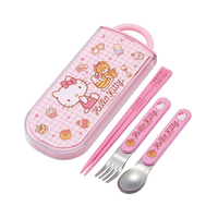 SKATER TACC2AG-A TRIO SET, CHOPSTICKS, SPOON, FORK, HELLO KITTY, SWEETS, SANRIO, KIDS, ANTIBACTERIAL, MADE IN JAPAN