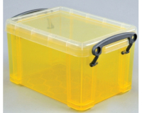 Really Useful Boxes transparante opbergdoos 0,7 l geel tijdschriftenhouder