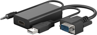 Goobay 61259 video cable adapter 0.16 m VGA (D-Sub) + 3.5mm + USB Type-A HDMI Black