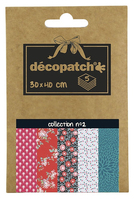 Décopatch DP002O Kunstdruckpapier Kunstpapier 5 Blätter