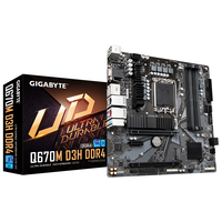 Gigabyte Q670M D3H DDR4 Motherboard - Supports Intel Core 14th CPUs, 6+1+1 Phases Hybrid Digital VRM, up to 5333MHz DDR4 (OC), 2xPCIe 4.0 M.2, 2.5GbE LAN, USB 3.2 Gen 2