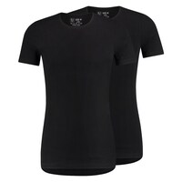 RJ Everyday 2-Pack Groningen T-Shirt Slim fit Ronde Hals Zwart - Maat M