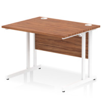 Impulse 1000 x 800mm Straight Desk Walnut Top White Cantilever Leg MI001904