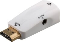 Kompakter HDMI™/VGA-Adapter inkl. Audio, vergoldet, Weiß - HDMI™-Stecker (Typ A) > VGA-Buchse (15-po