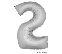 ballon chiffre "2" en aluminium argent 1m