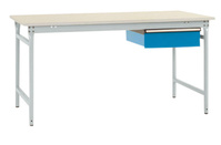 Beistelltisch BASIS stationär mit PVC-Tischplatte in Lichtgrau RAL 7035, BxTxH: 1500 x 800 x 780 mm | BBK3069.7035
