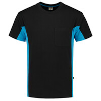 Tricorp T-shirt Bi-Color - Workwear - 102002 - zwart/turquoise - maat XL