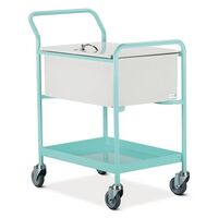 Medical records trolley with single box with locking lid