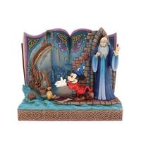 Figura decorativa enesco disney mickey mouse libro de cuentos del brujo mickey