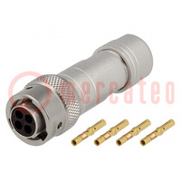 Connector: circular; plug; for cable; PIN: 4; female; crimped; RT360