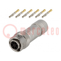 Connector: circular; plug; for cable; PIN: 6; female; crimped; RT360