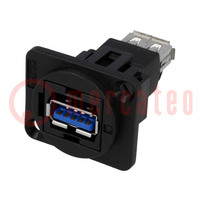 Coupler; USB A socket,both sides; FT; USB 3.0; plastic; 19x24mm