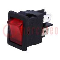 ROCKER; DPST; poz: 2; ON-OFF; 10A/250VAC; piros; neon; 230V; 8500
